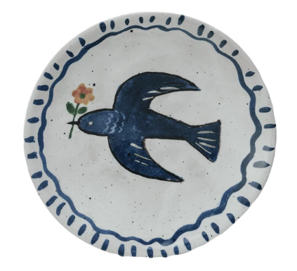 Hand-Painted Plate with Animal Image