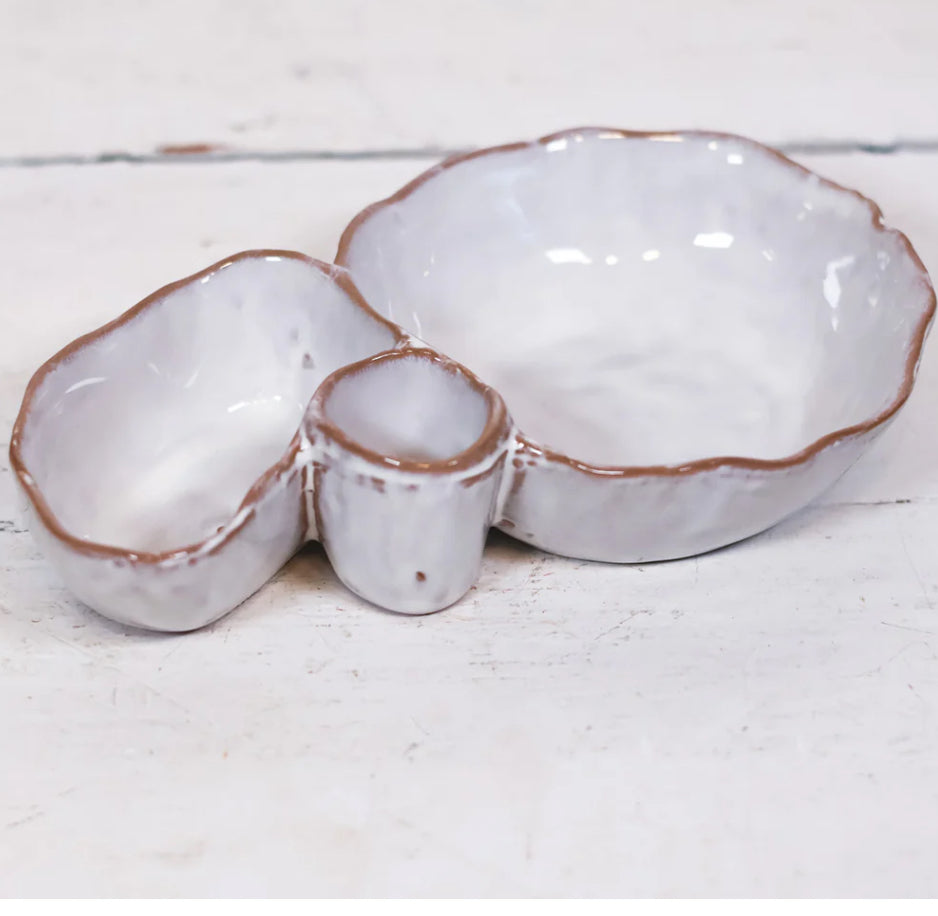 Stonewash Dish Three Sections Reactive Glaze