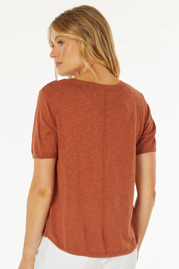 Short Sleeve V Neck Sweater Mododoc