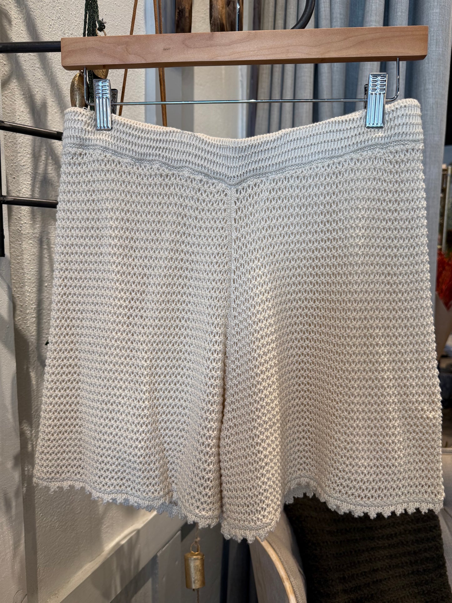Ecru Crochet Lined Shorts