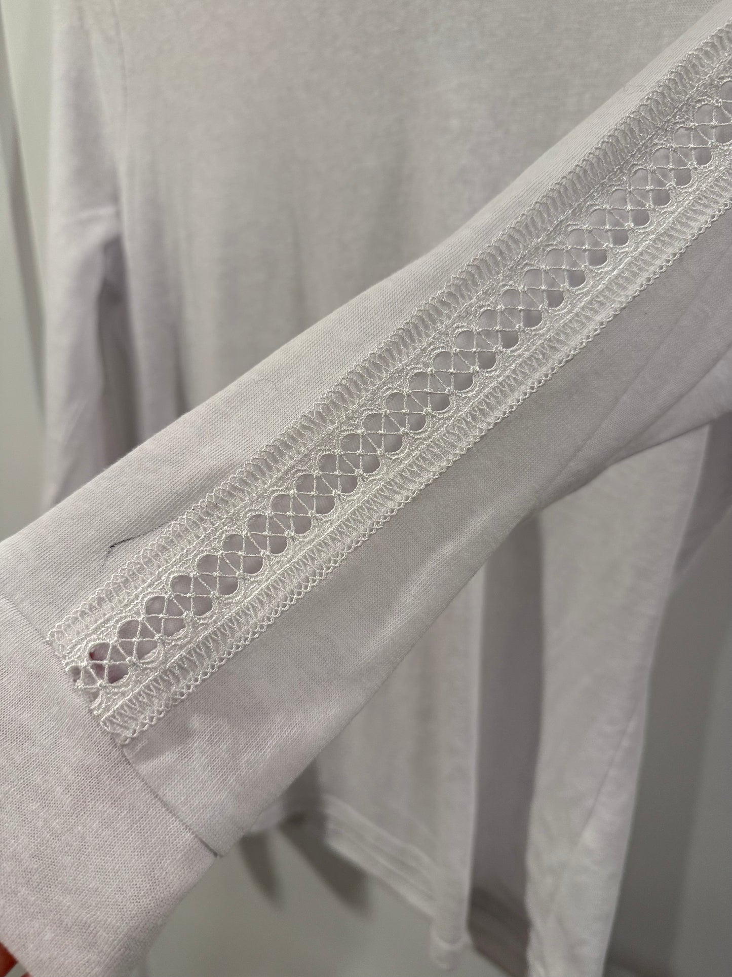 Alison Sheri 3/4 Sleeve White Top with Sleeve Cutouts