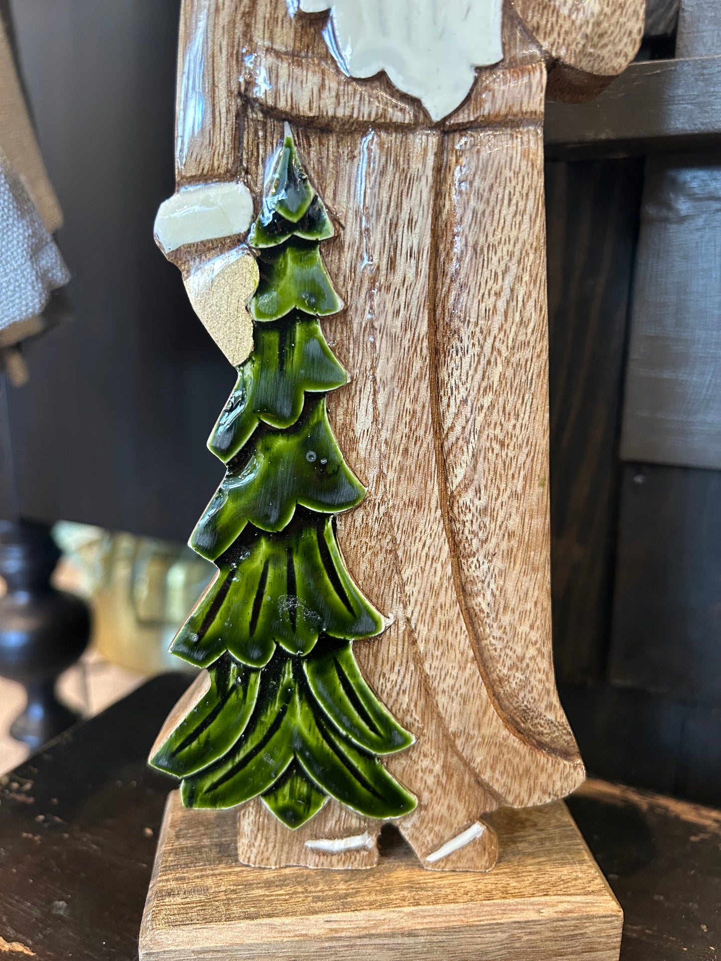 Wooden Enameled Santa