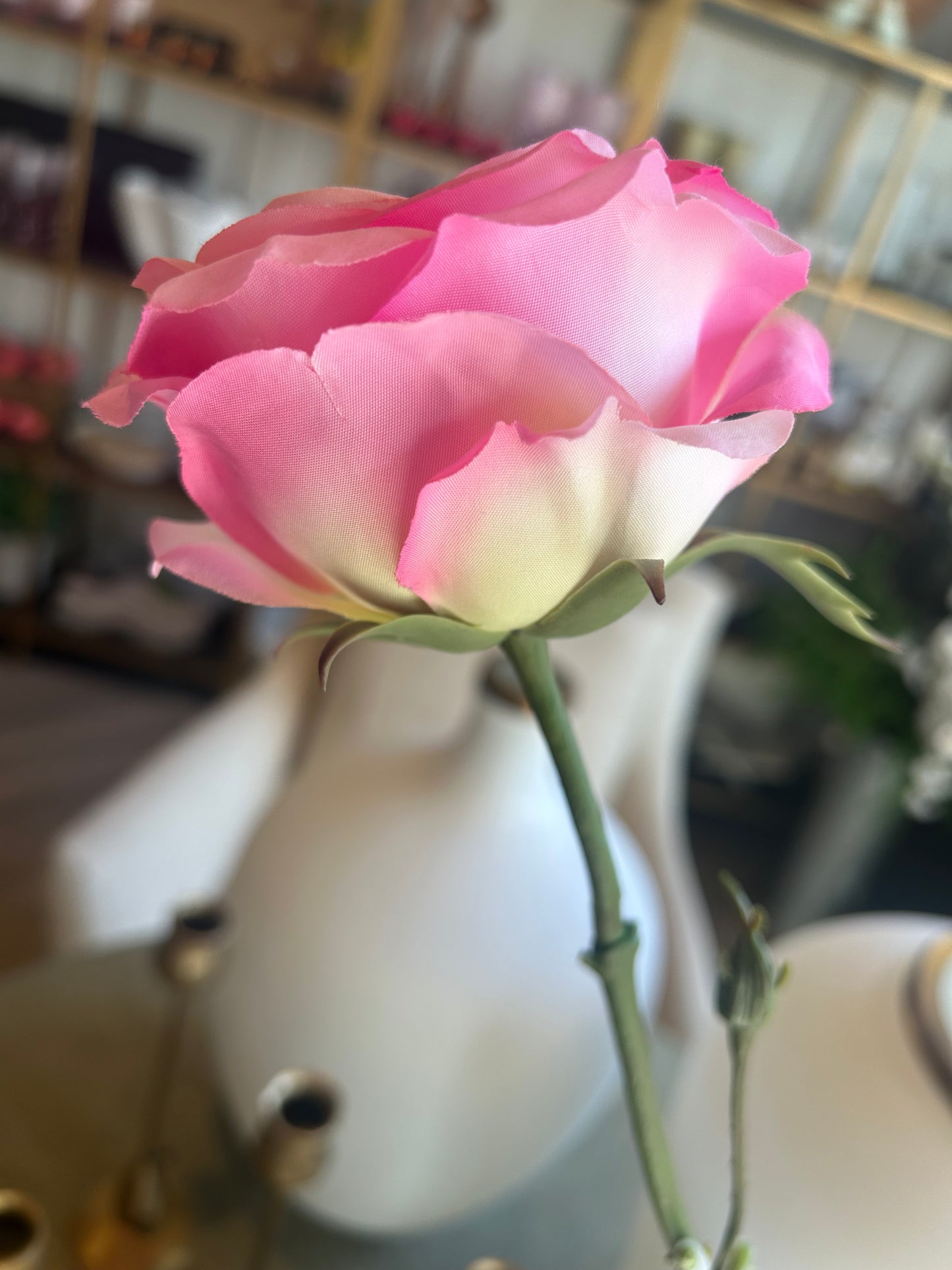 Pink Rose Stem 26"