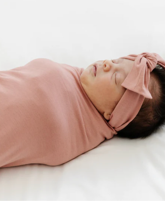 Dusty Rose Stretchy Swaddle and Bow