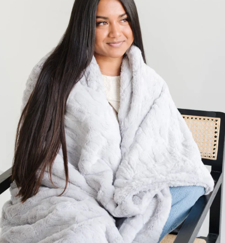 Patterned Faux Fur Throw