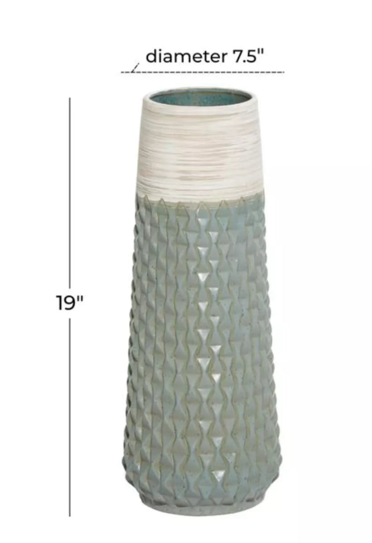 Ceramic Geometric Vase Teal Green