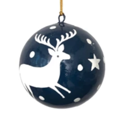 Hand-Painted Paper Mache Ball Ornament