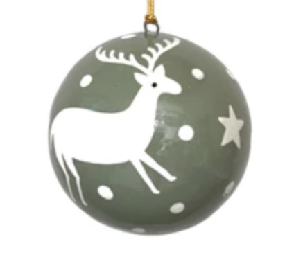 Hand-Painted Paper Mache Ball Ornament