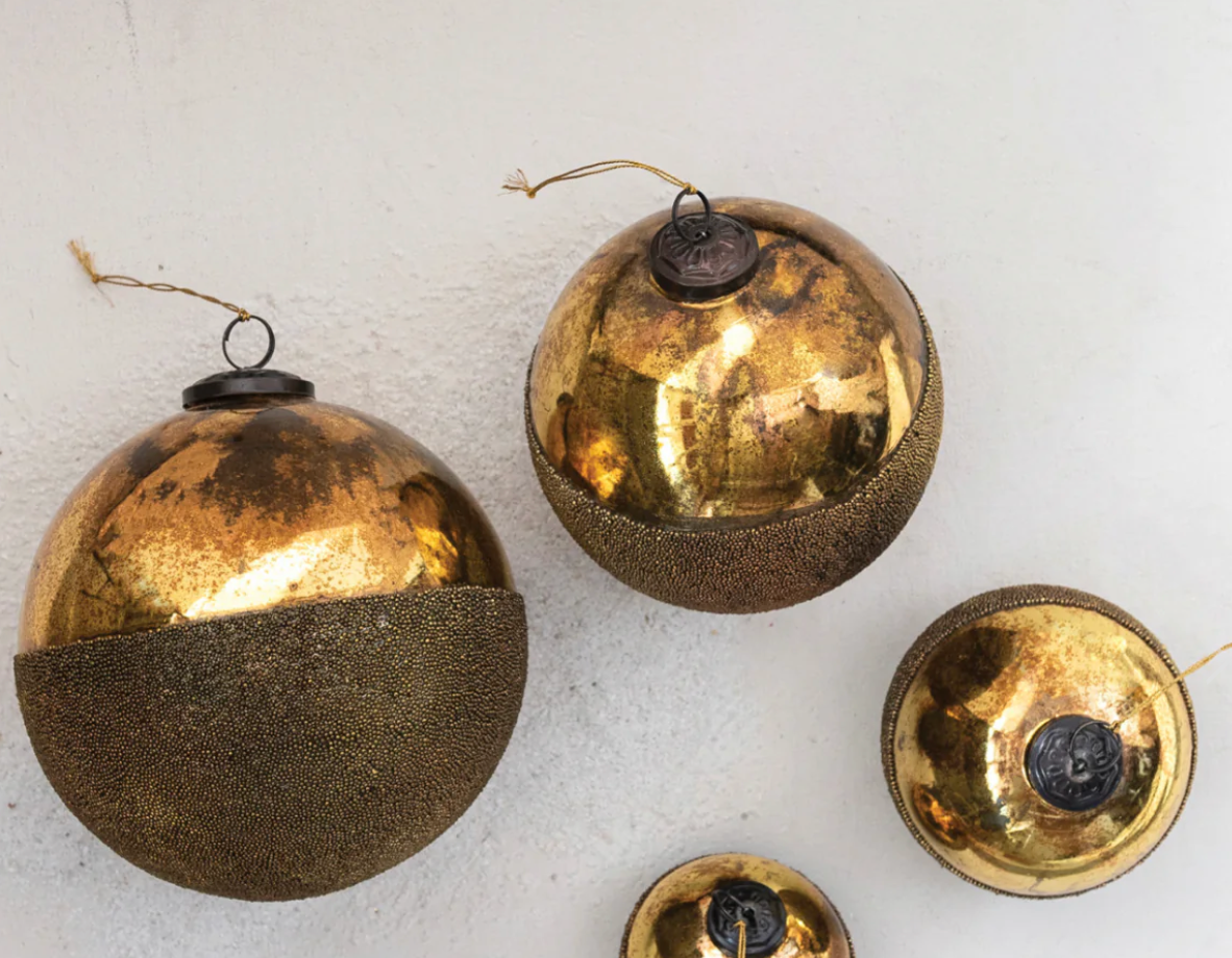 Mercury Glass Bead-dipped Ornament