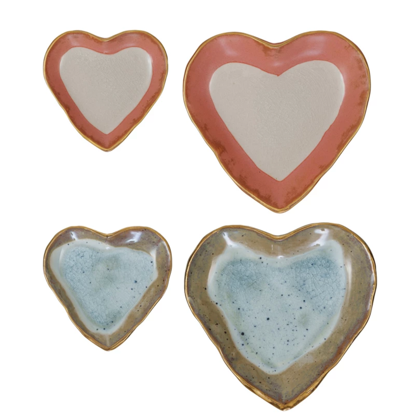 Stoneware Heart Dish with Gold Edge