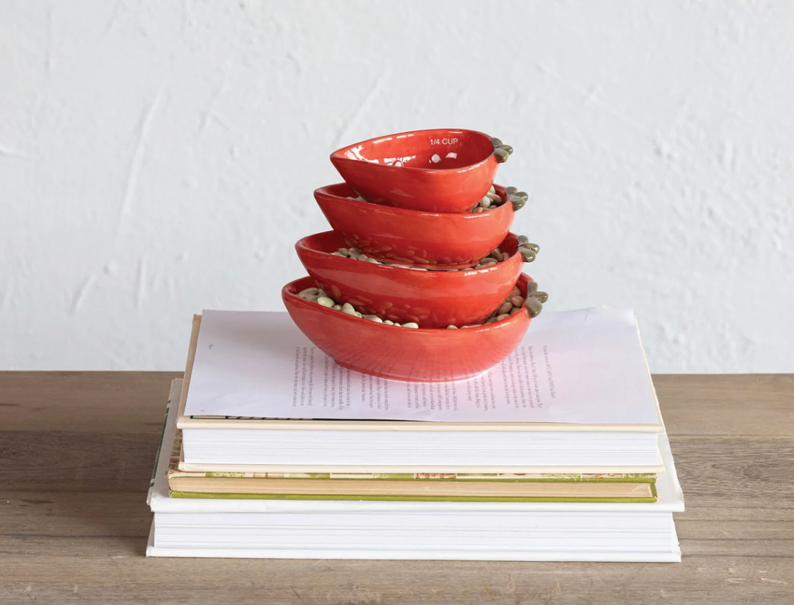 Hand-Painted Strawberry Shaped Measuring Cups, Set of 4