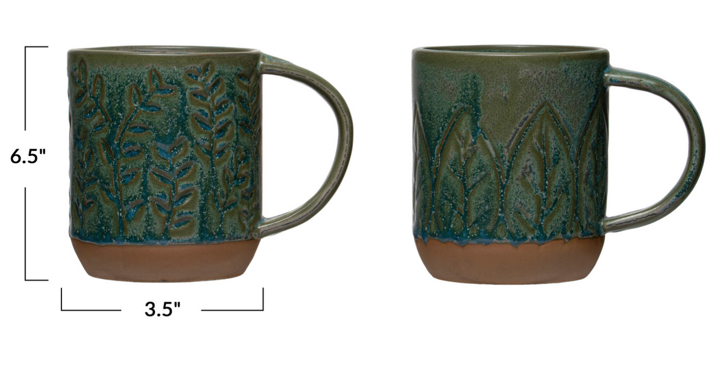 16 oz. Debossed Stoneware Mug, 2 Styles (Each One Will Vary)