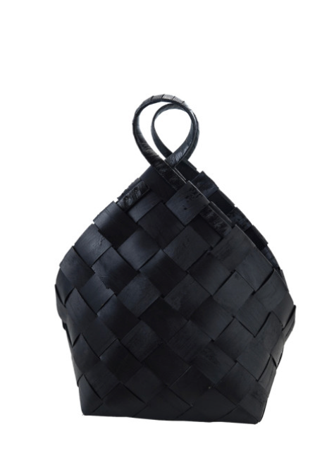 Woven Wood Basket with Center Handle
