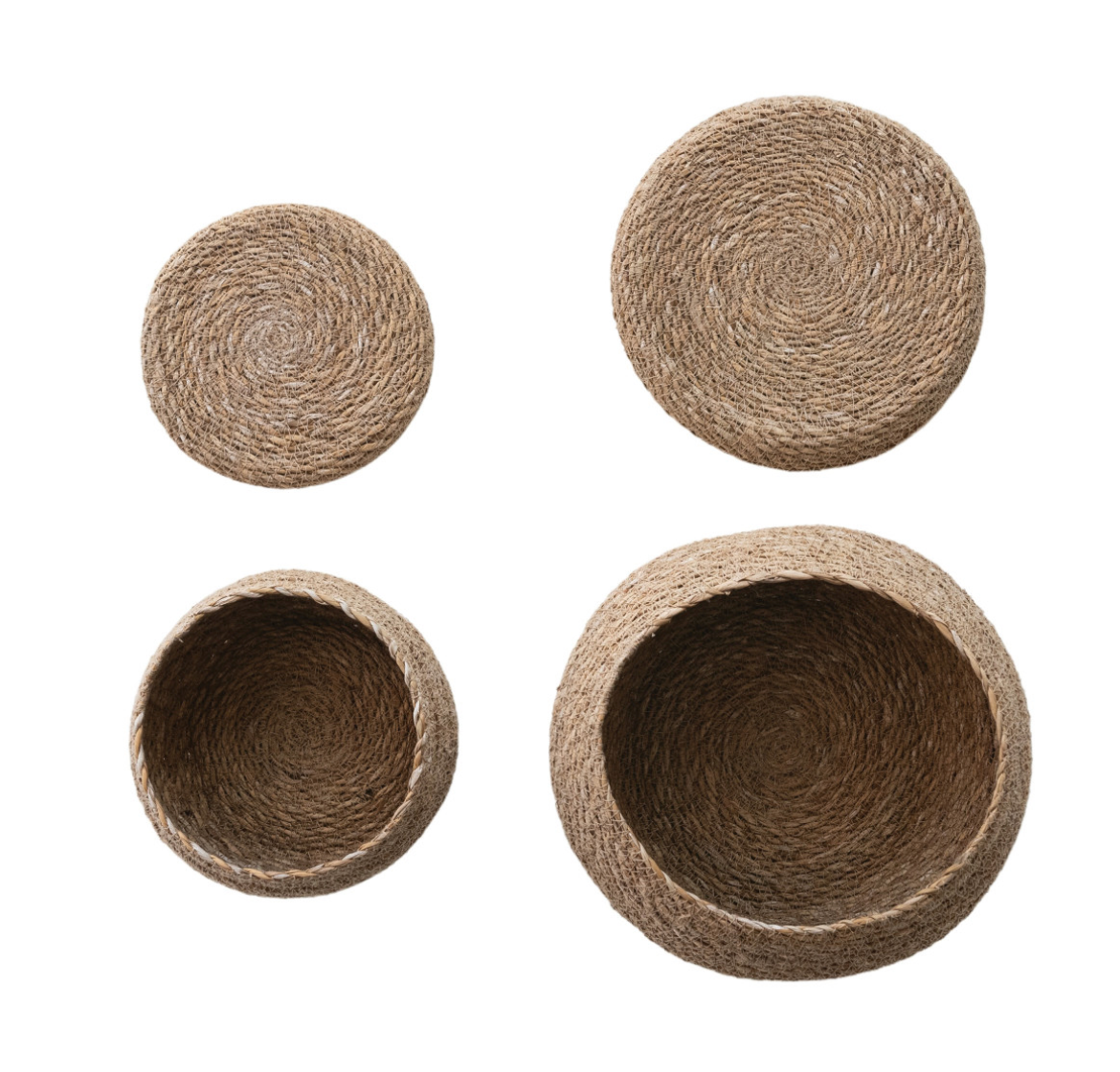 Round Seagrass Baskets with Lids