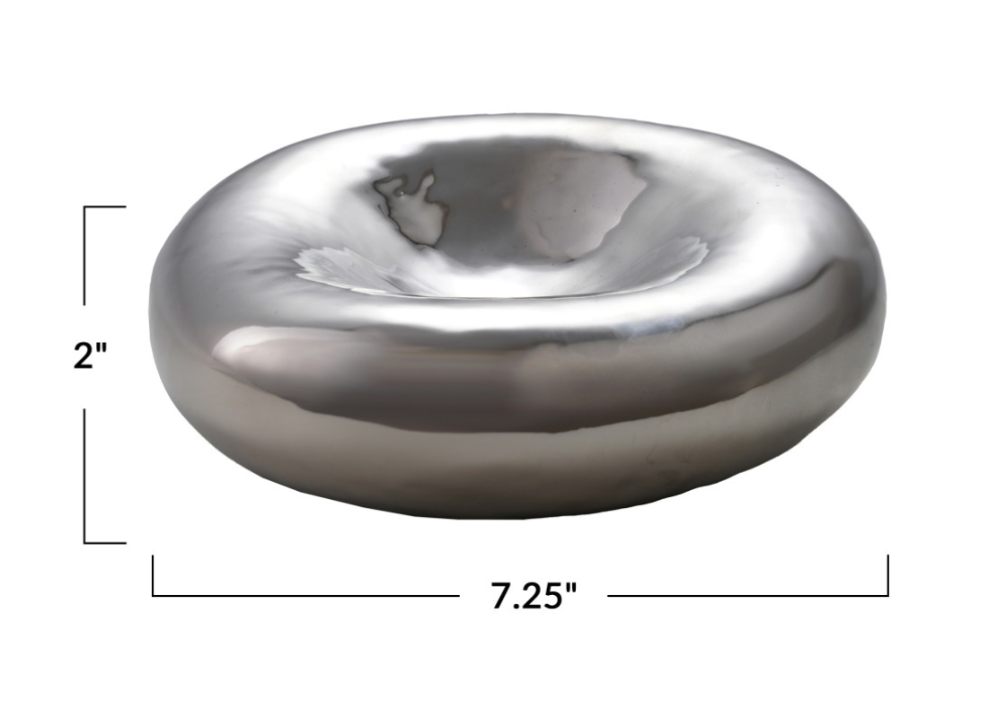 Decorative Stoneware Bowl, Chrome Finish