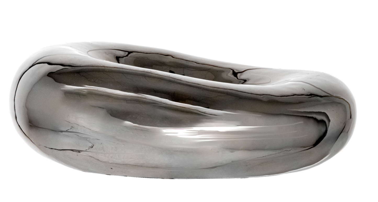 Decorative Stoneware Bowl, Chrome Finish