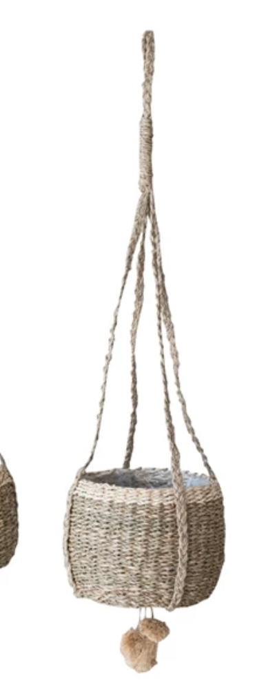 Hand-Woven Seagrass Hanging Baskets