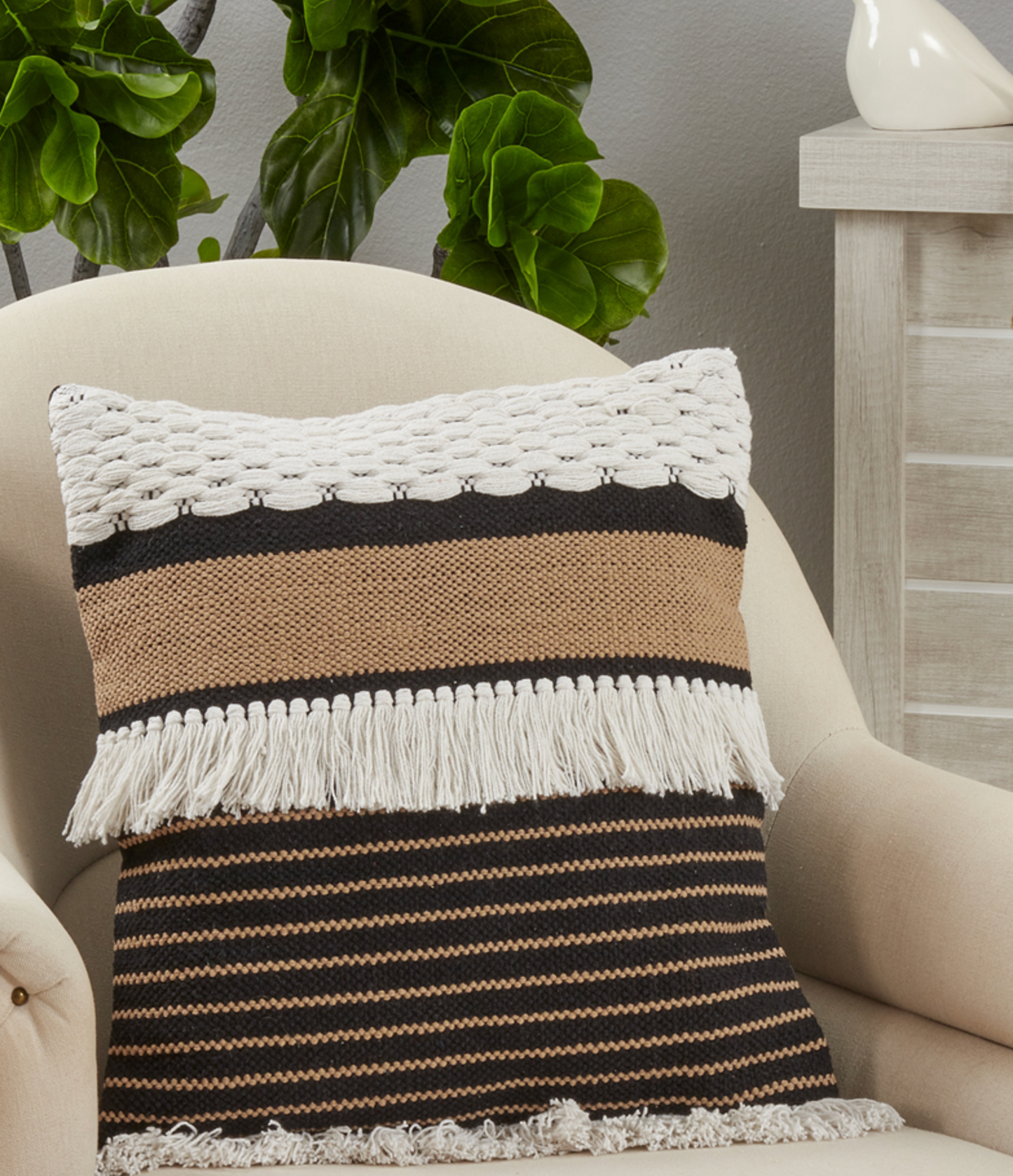 Fringe Woven Pillow