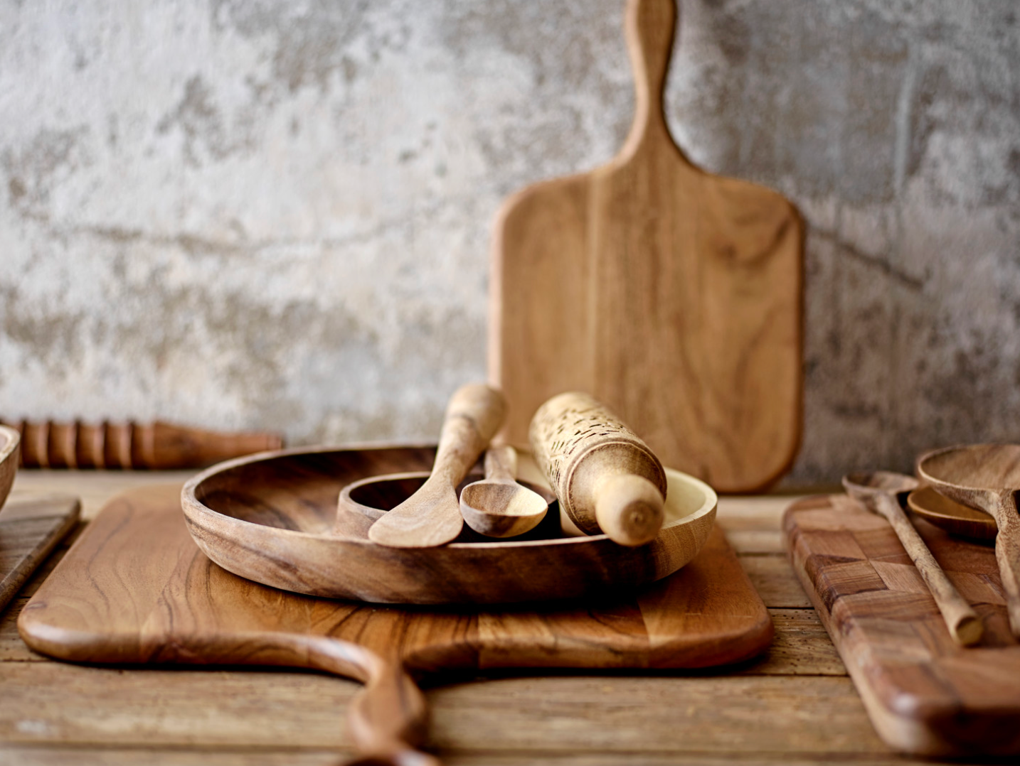 Acacia Wood Standing Spoon & Spatula