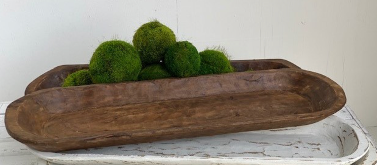 Large Carved Dough Bowl