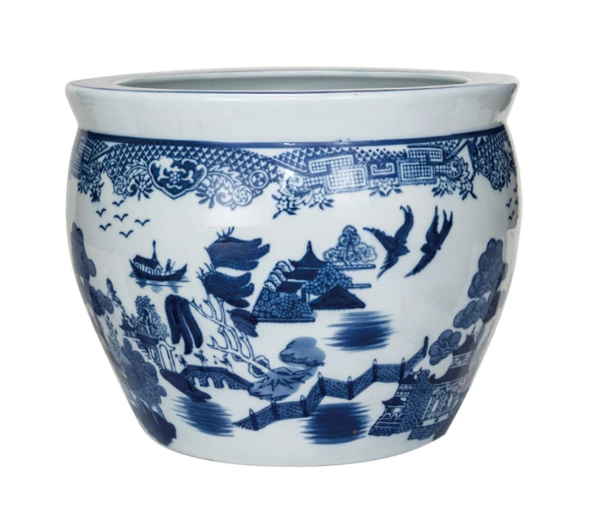Hand-Painted Stoneware Planter
