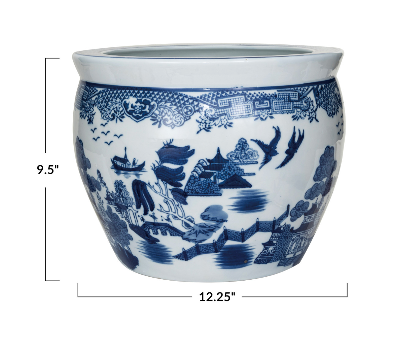 Hand-Painted Stoneware Planter