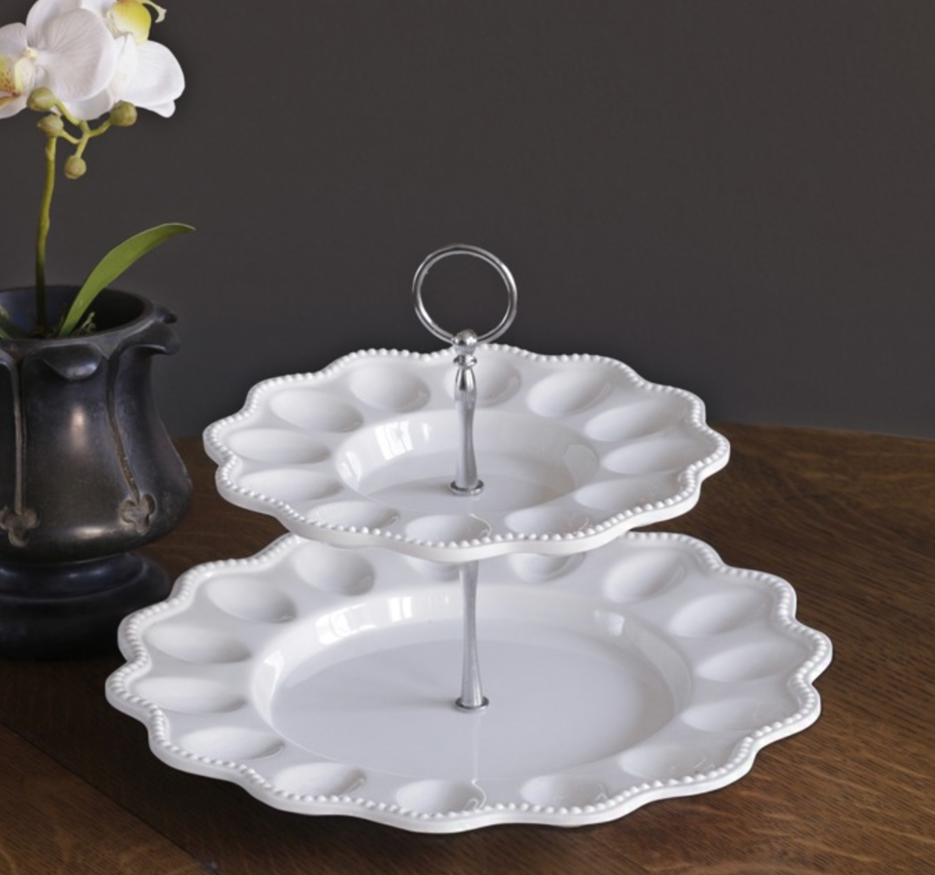 VIDA Alegria Two Tiered Deviled Egg Server