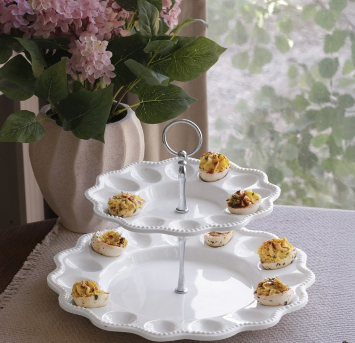 VIDA Alegria Two Tiered Deviled Egg Server