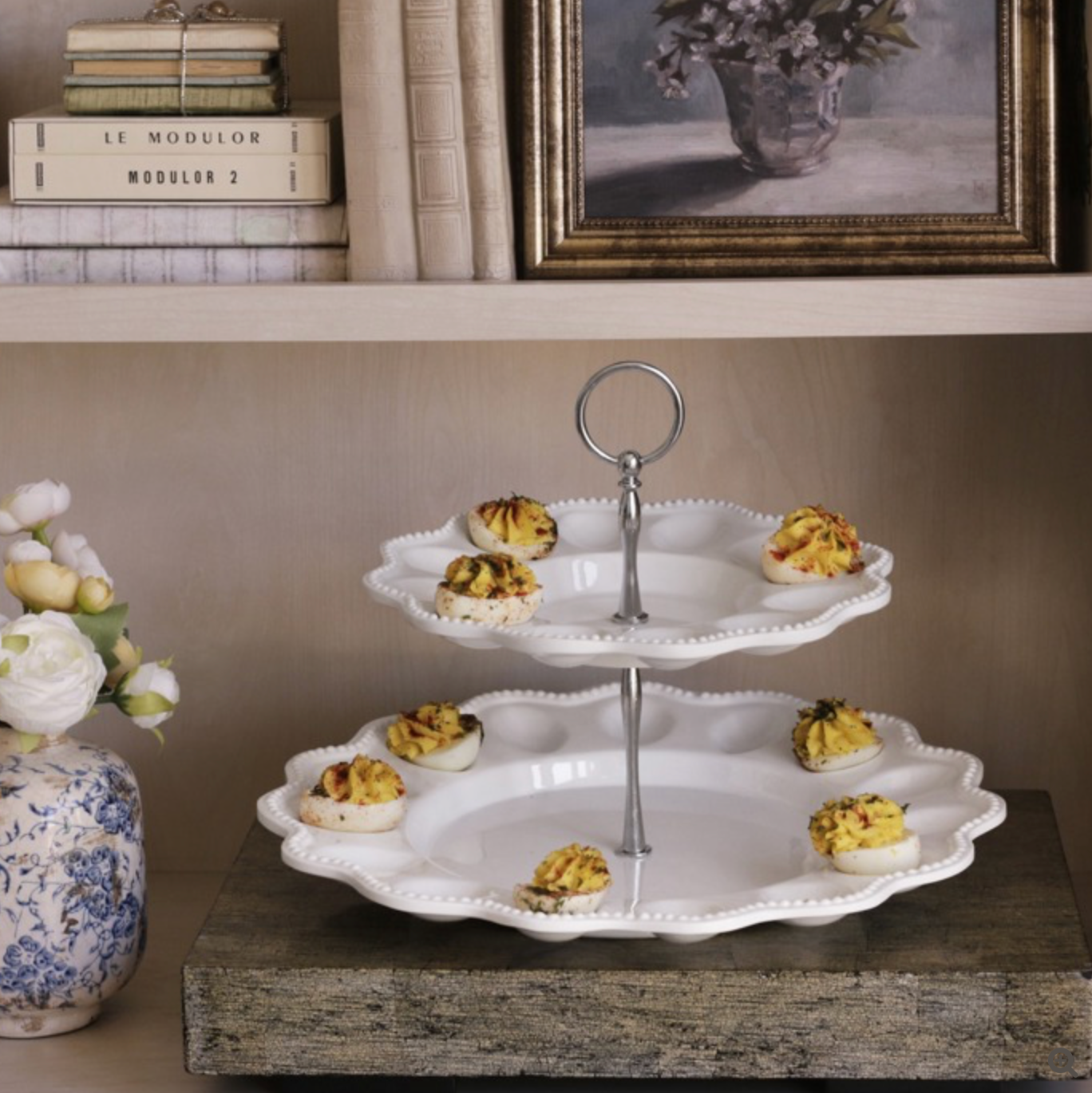 VIDA Alegria Two Tiered Deviled Egg Server
