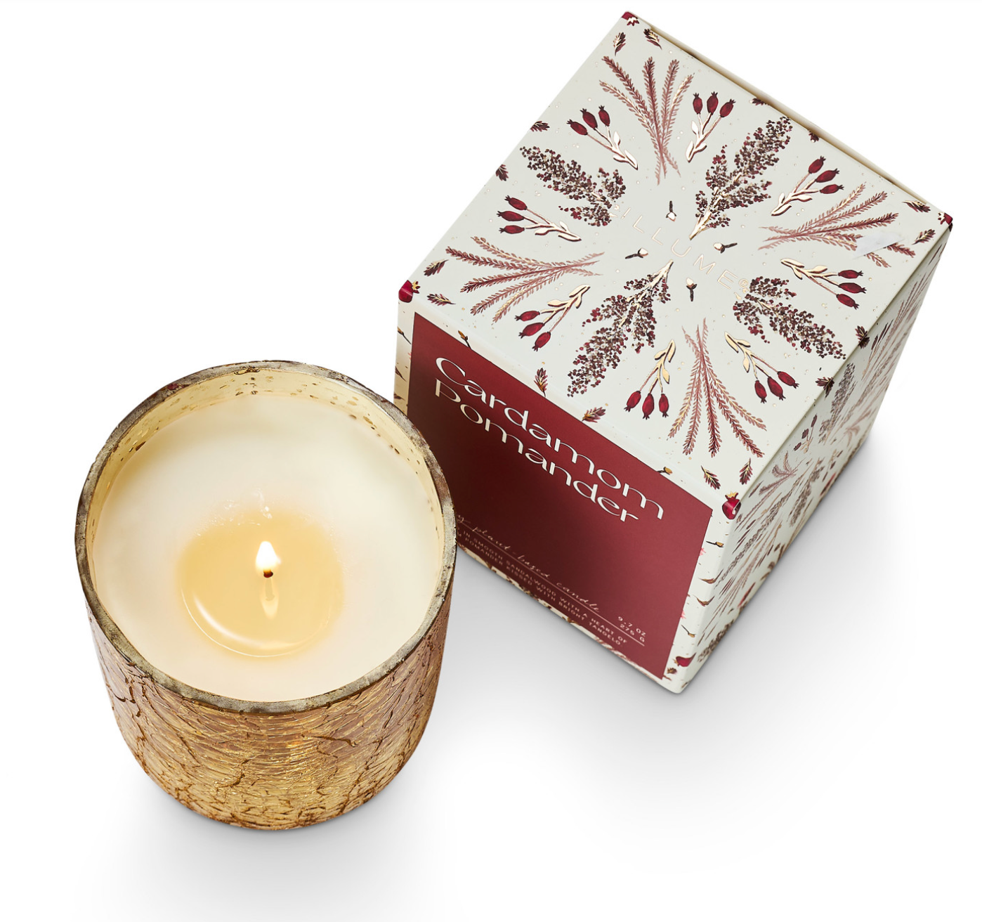 Cardamon Pomander Small Boxed Crackle Glass Candle