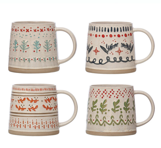 Hand Stamped Stoneware Mug