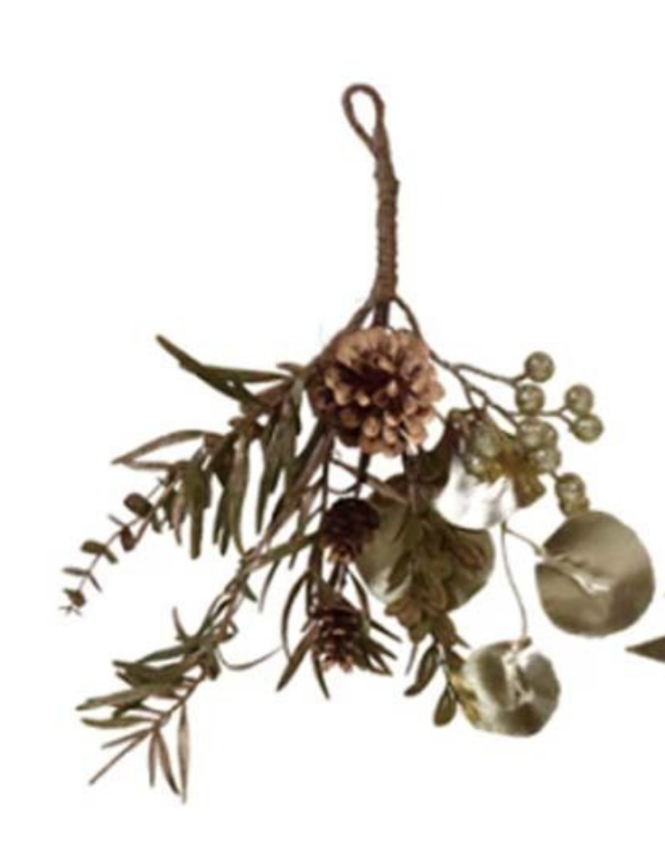 Faux Evergreen & Berry Bunch with Metallic Finishes and Glitter