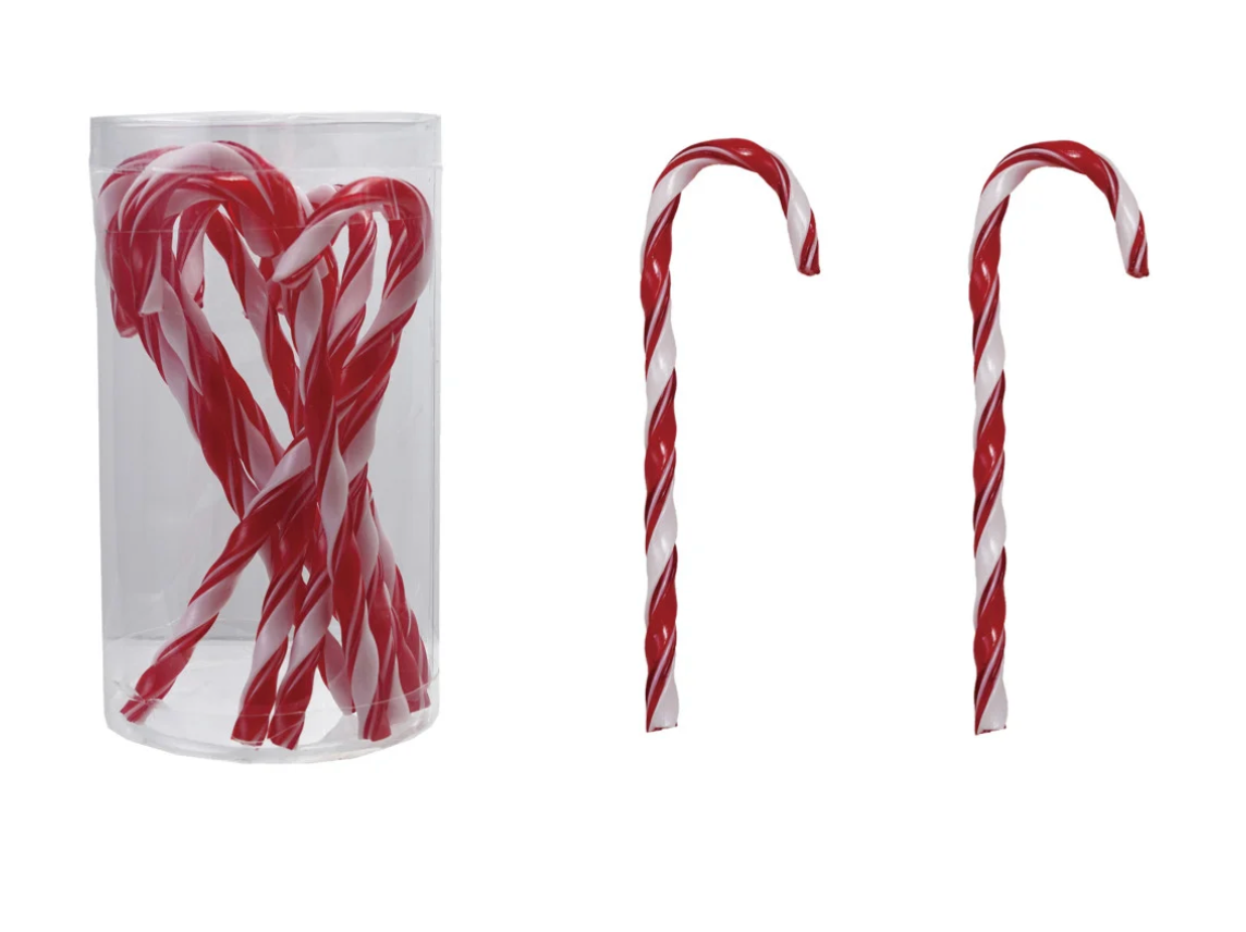 Plastic Candy Cane Drink Stirrers with Stripes, Set of 10