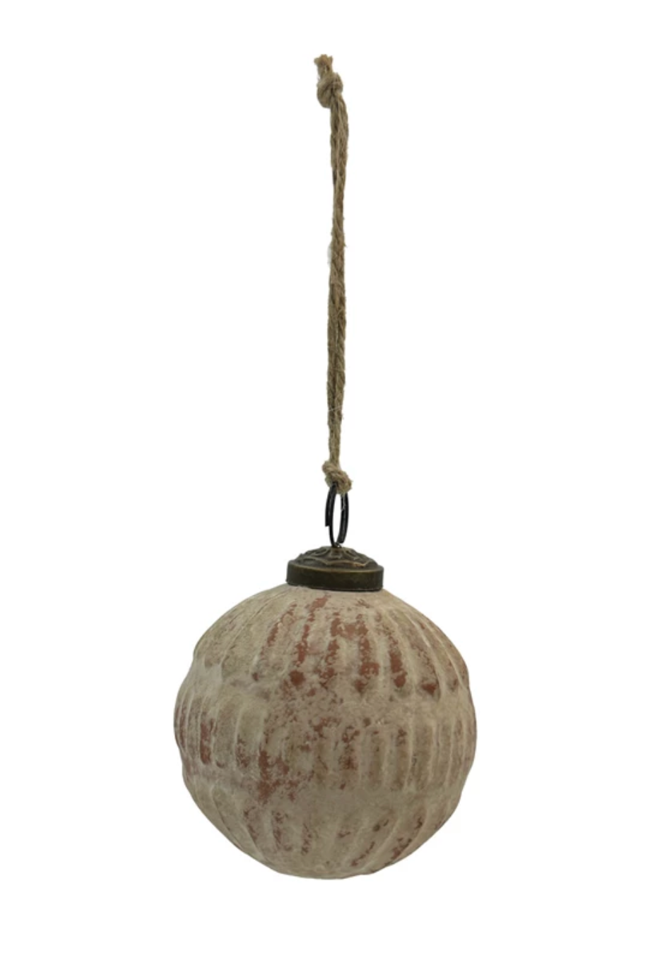 Embossed Glass Ball Ornament, Distressed Frosted Finish