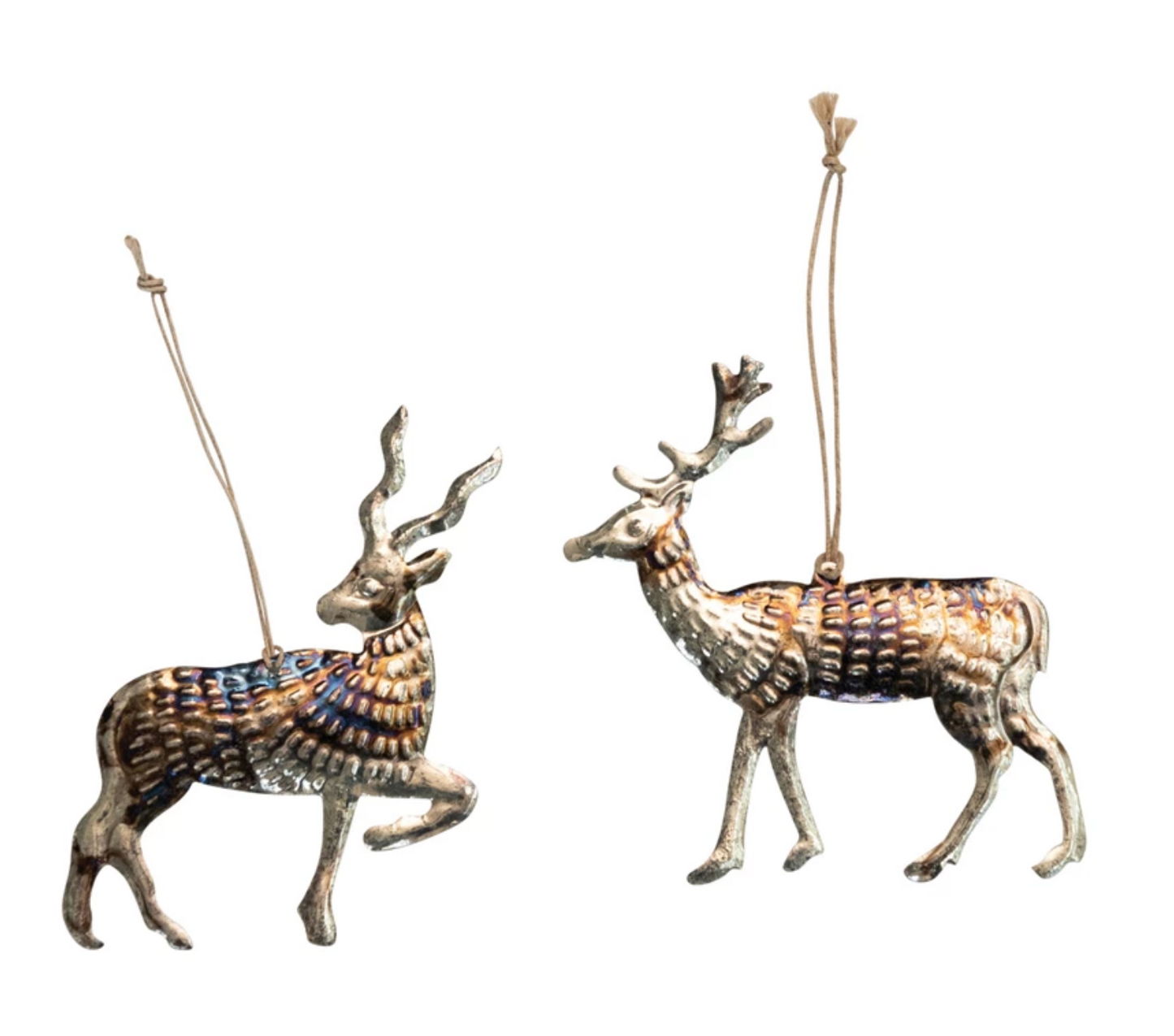 Embossed Metal Deer Milagro Ornament, 2 Styles