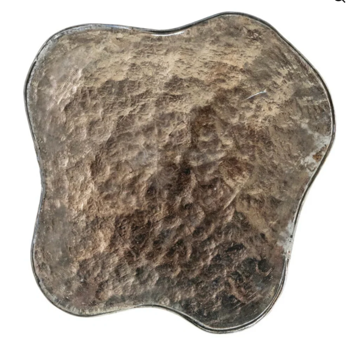 Decorative Mercury Glass Organic Shaped Platform, Silver Finish