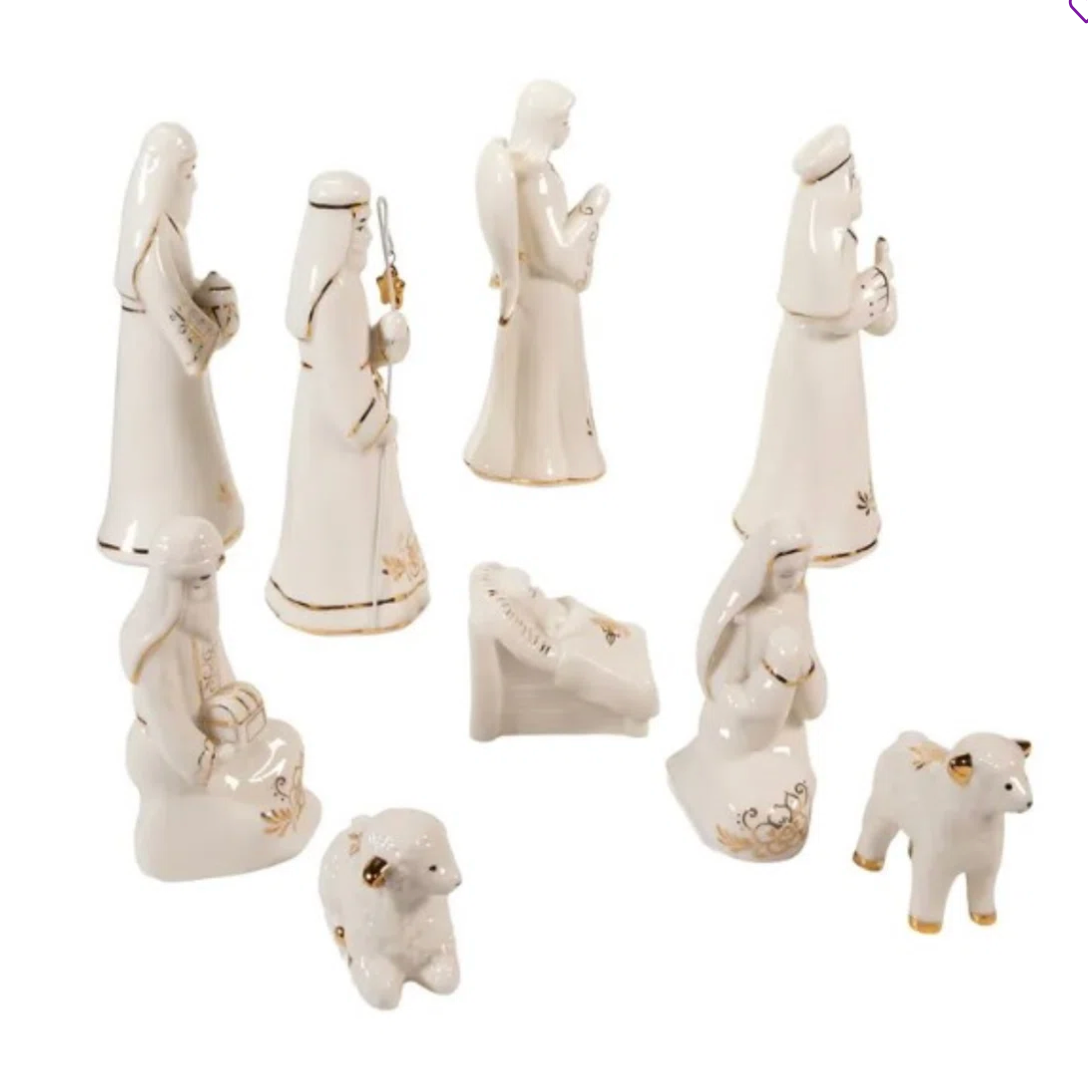 White/Gold Porcelain Nativity