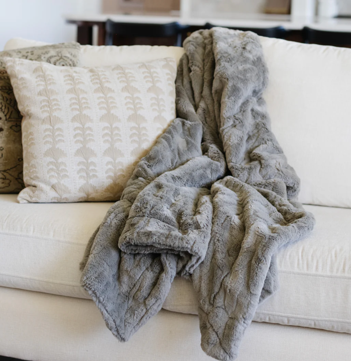 Patterned Faux Fur Throw