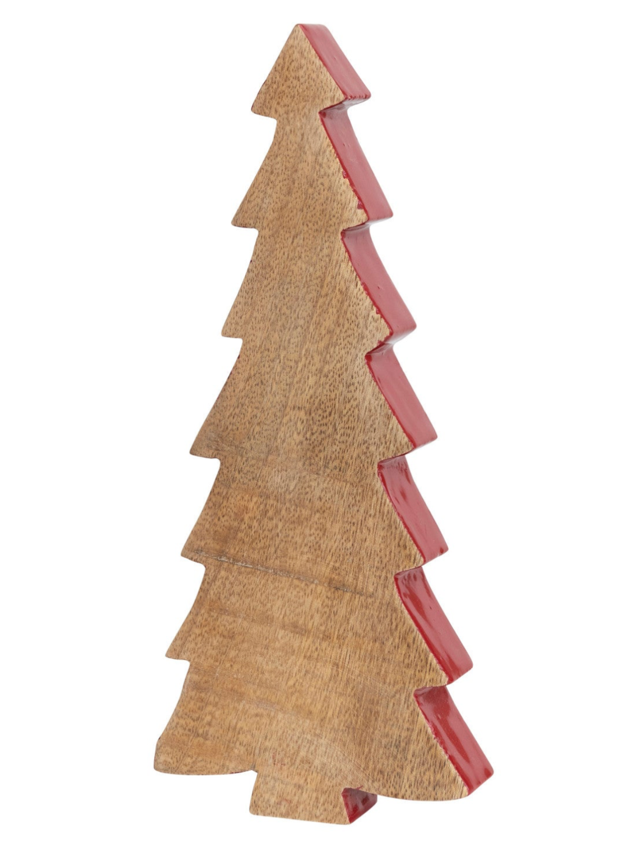 Mango Wood Christmas Tree w/ Red Enameled Edge