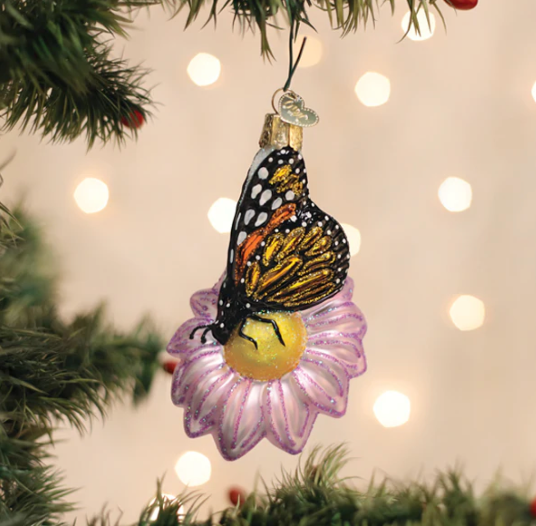Monarch Butterfly On Flower Ornament