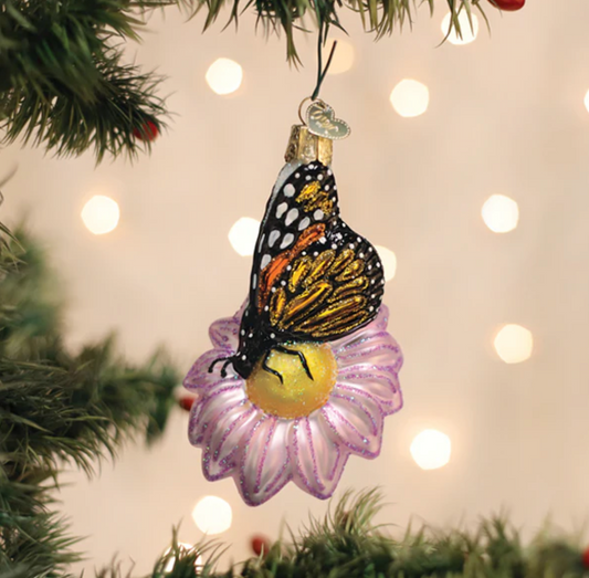 Monarch Butterfly On Flower Ornament
