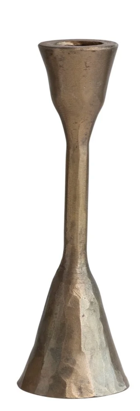 Hand Forged Iron Taper Holders Antique Brass Finish