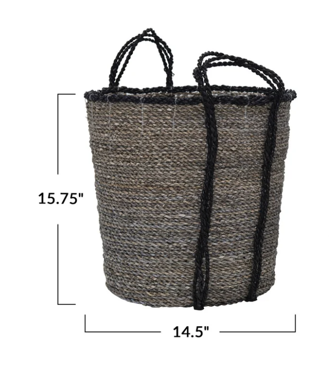 Hand-Woven Seagrass Basket w/Handles