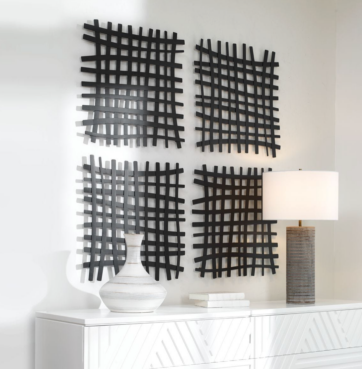 Gridlines Metal Wall Decor, Black