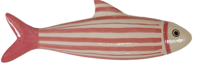 Hand-Painted Stoneware Fish Wall Décor, 4 Styles (Hangs or Sits) Large