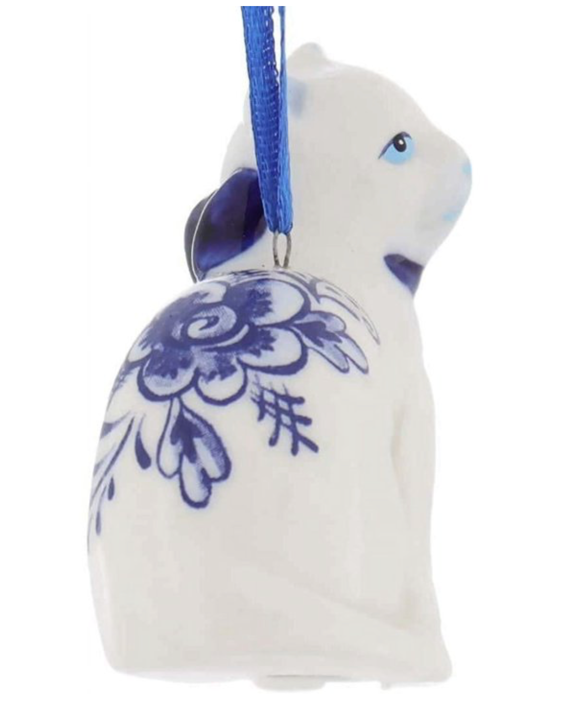 Delft Blue Cat Ornaments, 2 Assorted