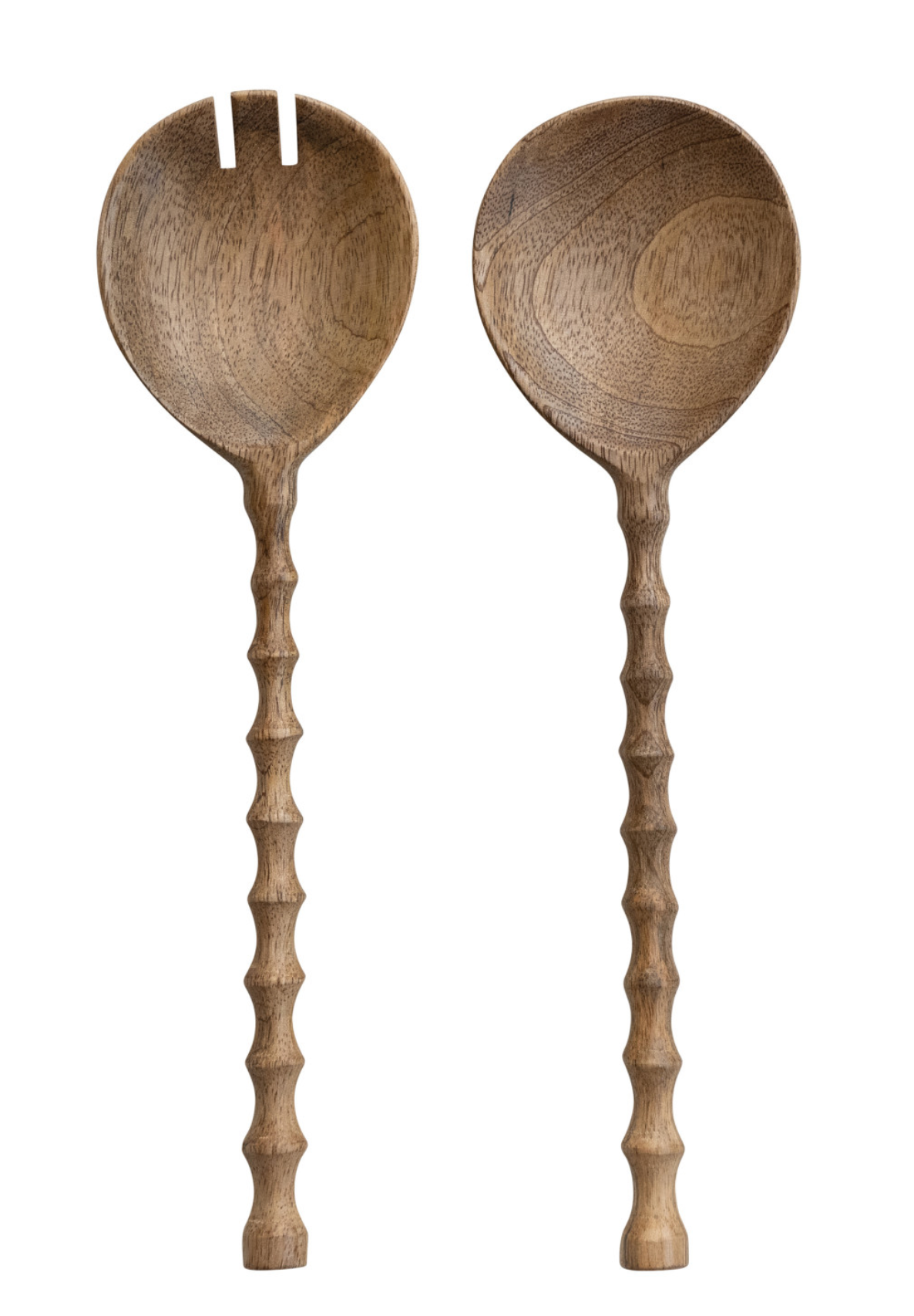 Carved Mango Wood Salad Servers