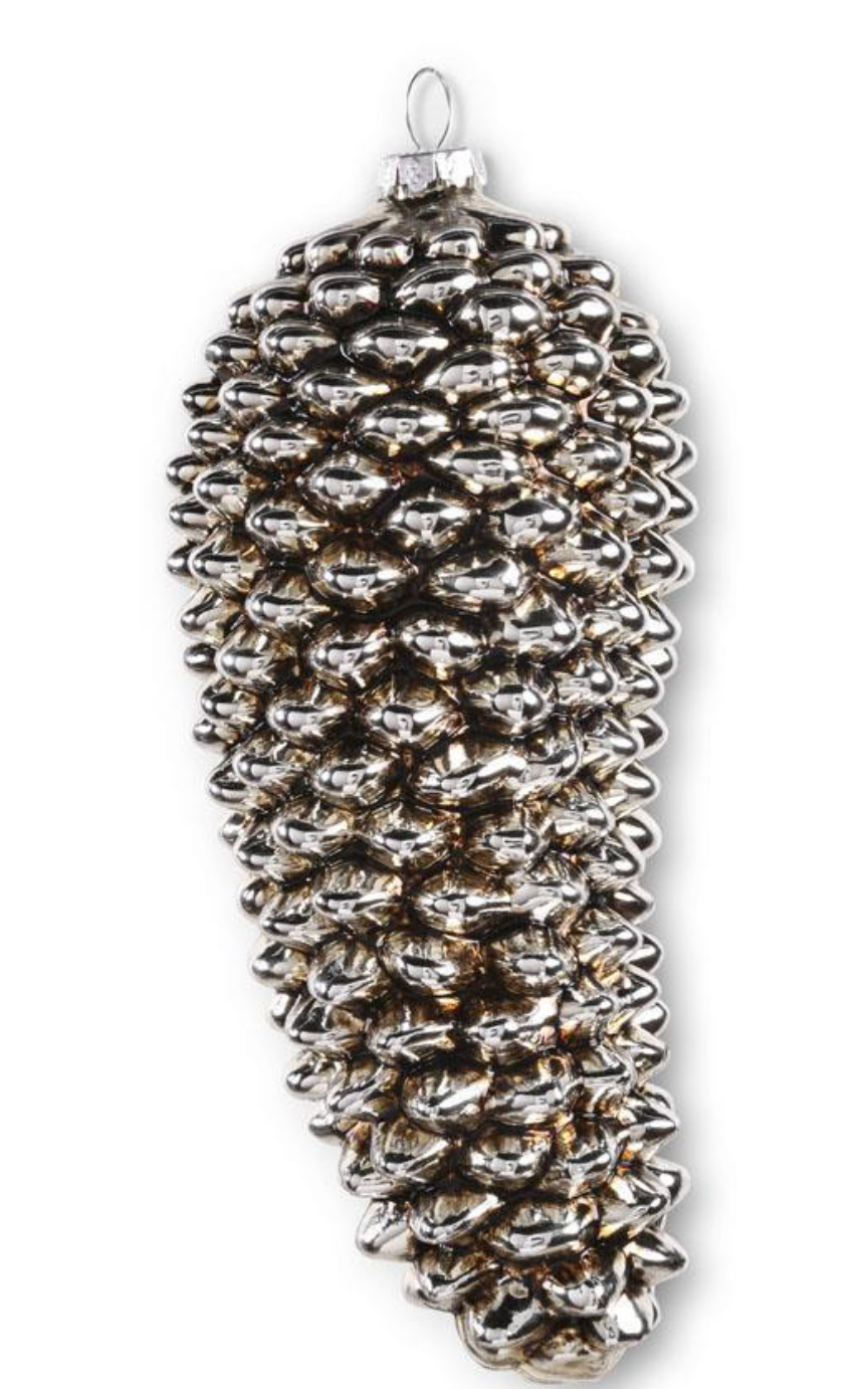 7.5 Inch Antique Silver Pinecone Ornament