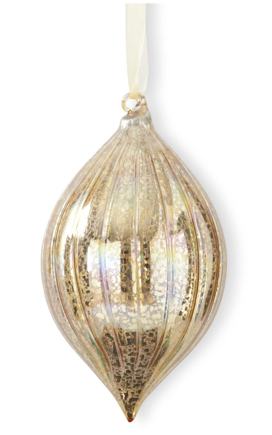 Gold Ribbed Mercury Glass Ornament