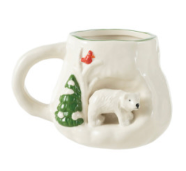 14 oz. Hand-Painted Stoneware Mug with 3D Scene, 5 Styles